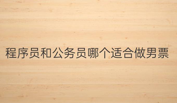 程序员和公务员哪个适合做男票