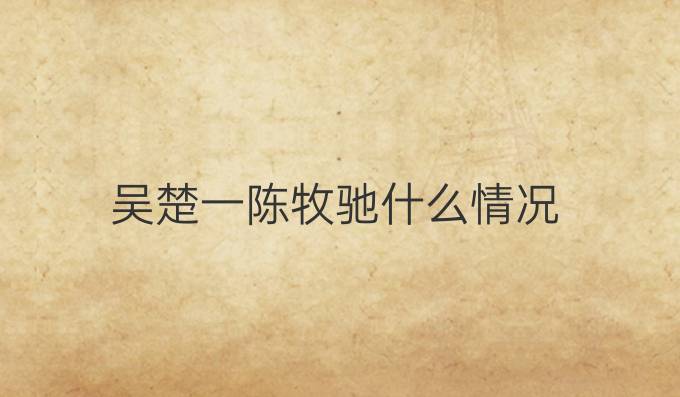 吴楚一陈牧驰什么情况