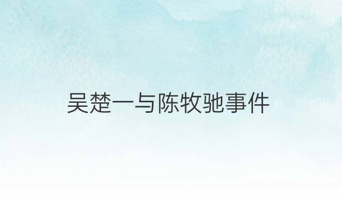 吴楚一与陈牧驰事件