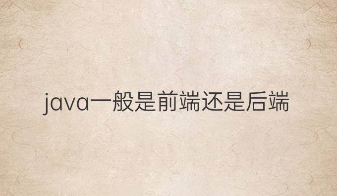 java一般是前端还是后端