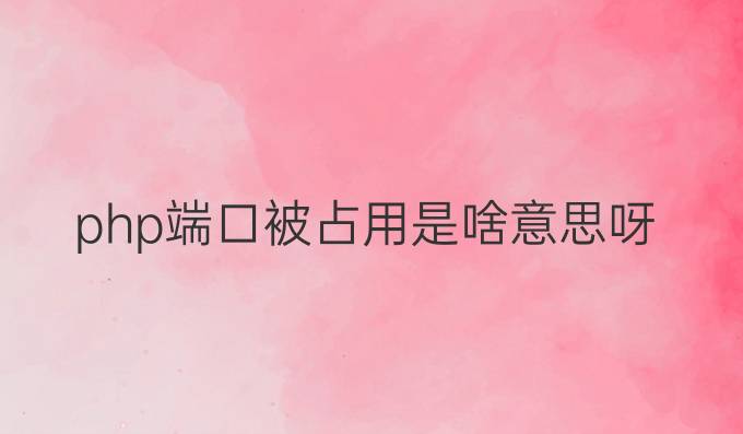 php端口被占用是啥意思呀
