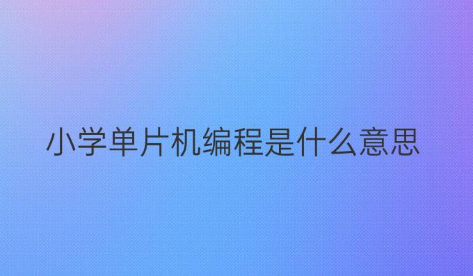 小学单片机编程是什么意思