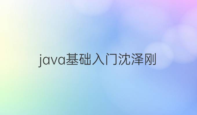 java基础入门沈泽刚
