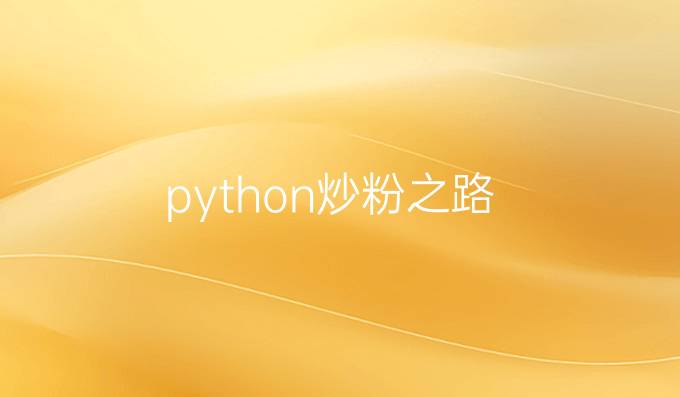 python炒粉之路