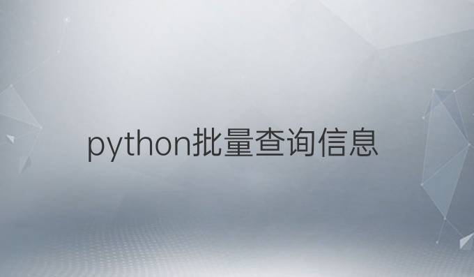 python批量查询信息