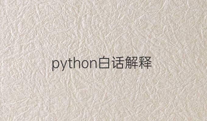 python白话解释