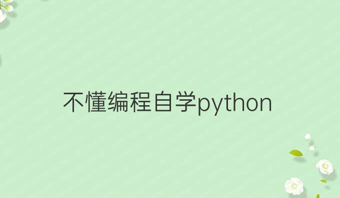 不懂编程自学python