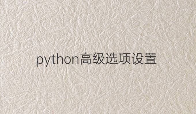 python高级选项设置