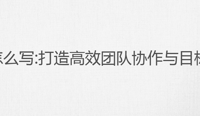 ai项目方案写作怎么写:打造高效团队协作与目标达成的关键策略